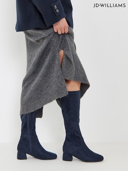 Azul - Jd Williams Block Heel Stretch Knee Alto Boots