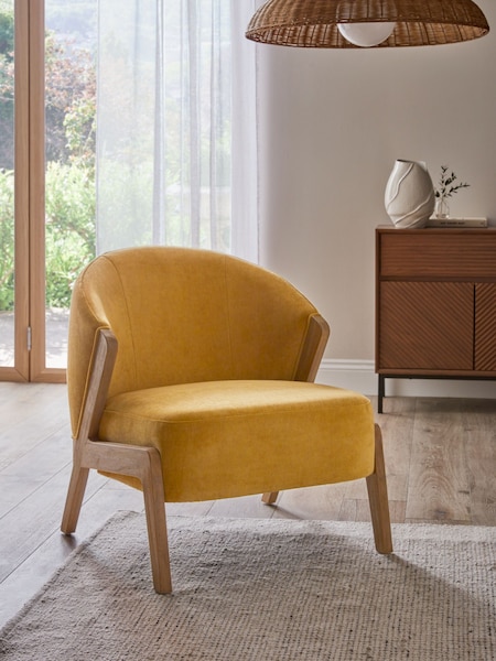 Bronx Frame, Fine Chenille Ochre Yellow Turner Wooden Accent Chair (653918) | €430