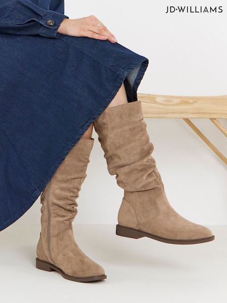 Nude - Jd Williams Knee High Ruched Boots