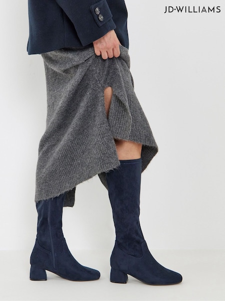 Blue - Jd Williams Block Heel Stretch Knee High Boots