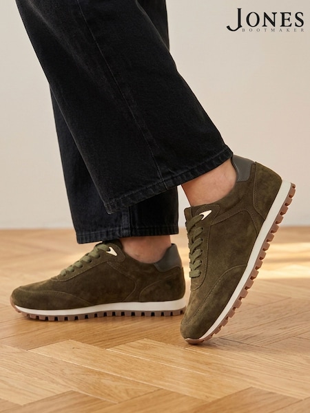Khaki Green - Jones Bootmaker Ashwin Leather Trainers