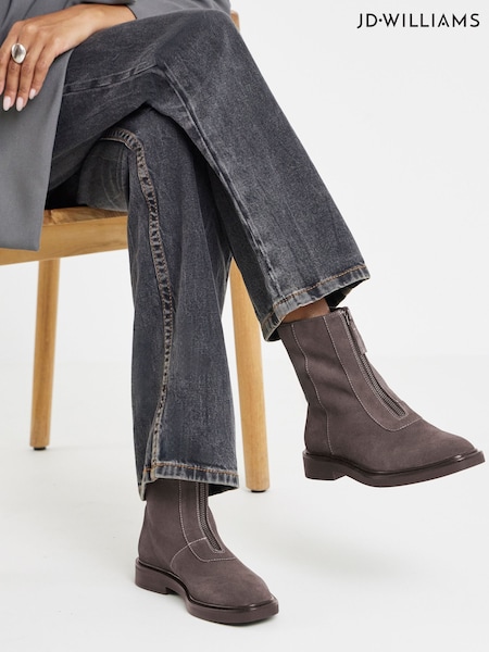Charcoal Grey - Jd Williams Zip Detail Ankle Boots