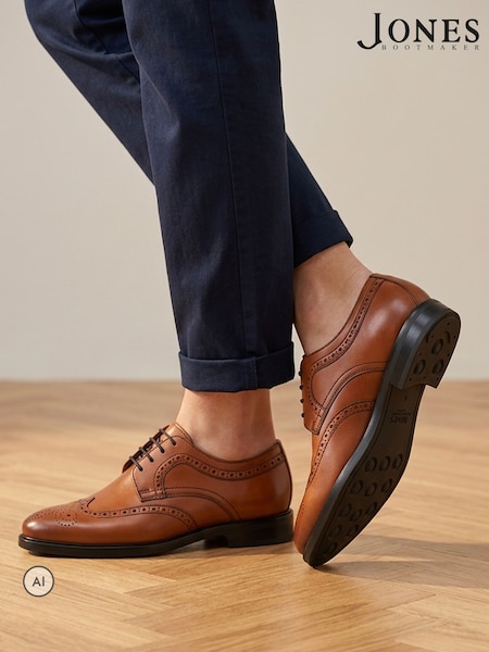 Cuero marrón tostado - Wide Fit Jones Bootmaker Longwood Wide Fit Leather Brogues