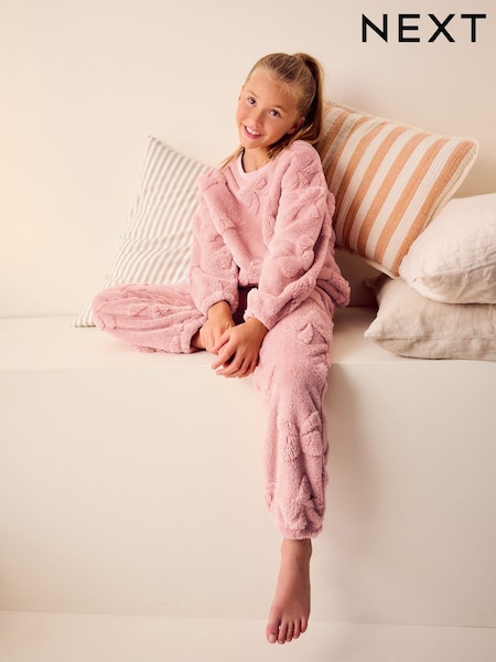 Pink Bow Cosy Fleece Jacquard Pyjamas (3-16yrs) (655145) | AED60 - AED85
