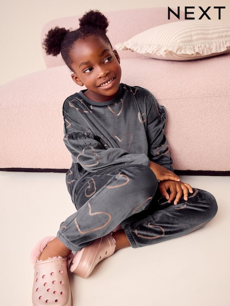 Угольно-серый с сердцем - Cosy Fleece Pyjamas (9mths-16yrs) (655177) | €15 - €24