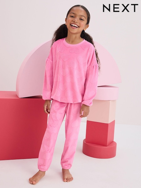 Pink Heart Cosy Fleece Pyjamas (9mths-16yrs) (655196) | 51 QAR - 79 QAR