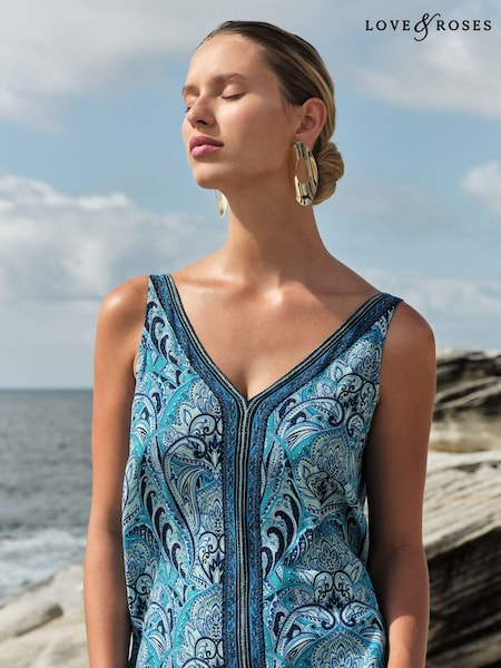 Love & Roses V Neck V Back Woven Vest (655340) | 100 LEI