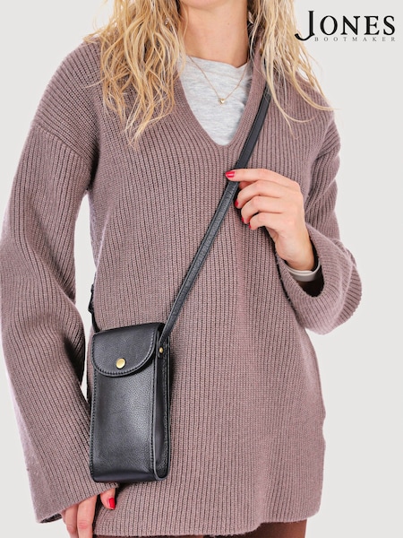 Schwarz - Jones Bootmaker Vix Leather Cross-body Phone Bag
