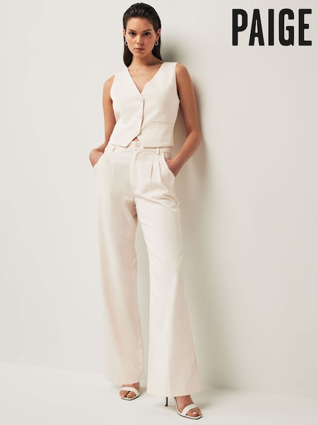 Paige Merano Wide Leg White Trousers (655842) | €165