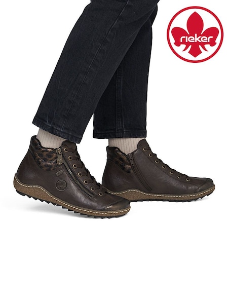 Brown - Rieker Lace-up & Zipper Boots