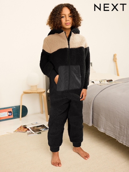 Black/Brown Fleece All-In-One (3-16yrs) (655953) | €16 - €24