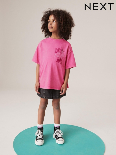 Pink Acid Wash 100% Cotton Graphic T-Shirt (3-16yrs) (655967) | €11 - €16