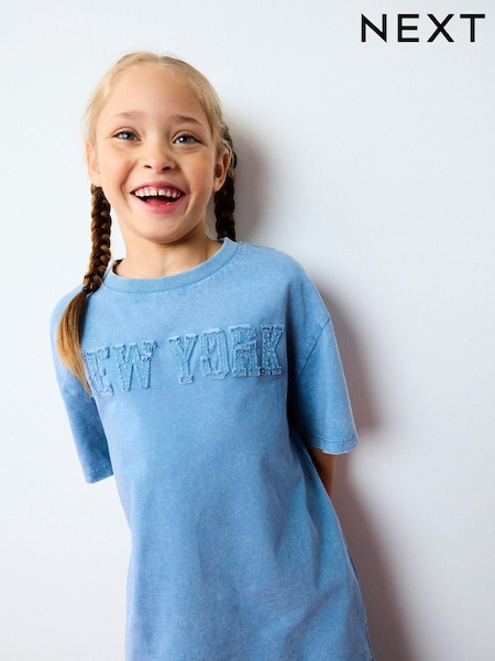 Blue Oversized New York 100% Cotton T-Shirt (3-16yrs) (656004) | €7 - €11