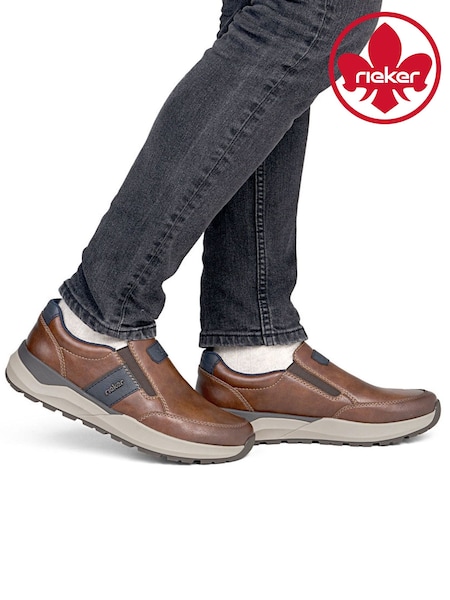 Brown - Regular Rieker Shoes Elasticated