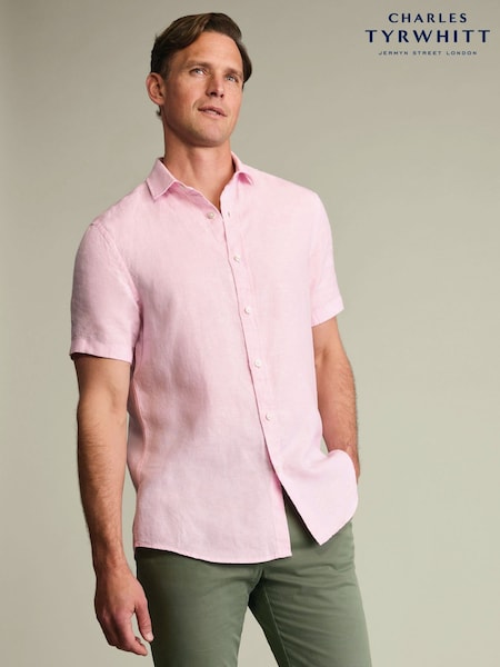 Pink - Regular Charles Tyrwhitt Pure Linen Classic Fit Shirt