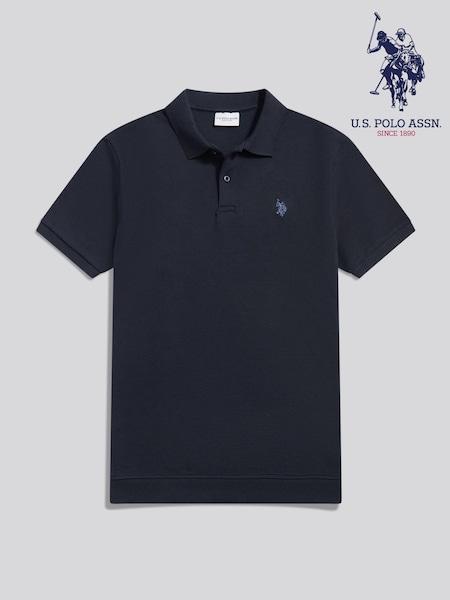 Синій - Regular U.s. Polo Assn. Raised Horizontal Texture Pique Polo Shirt