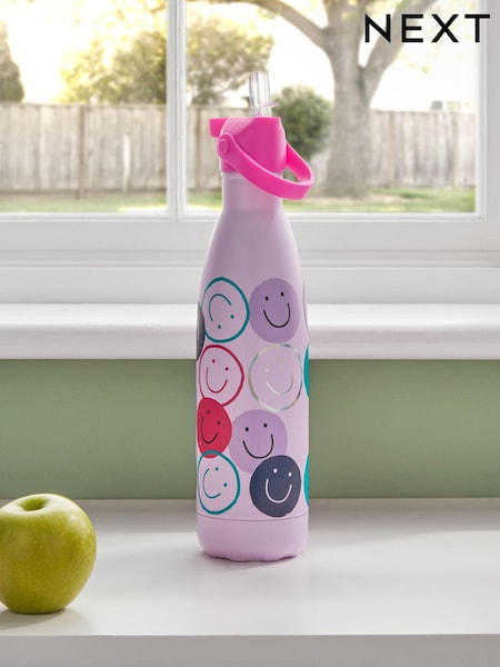 Pink Smiley Faces Metal Water Bottle (656504) | $19