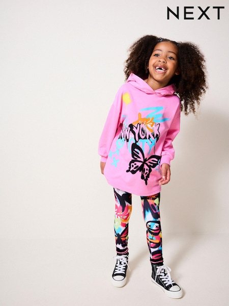 Pink Graffiti 100% Cotton Hoodie and Leggings Set (3-16yrs) (656512) | AED74 - AED95