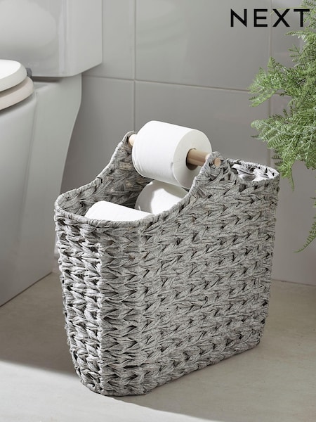 Grey Woven Toilet Roll Slimline Holder and Storage Set (656585) | €39