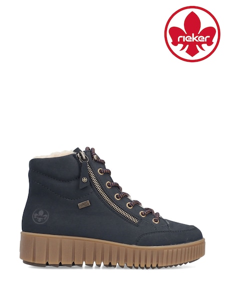 أزرق - Rieker Lace-up & Zipper Boots