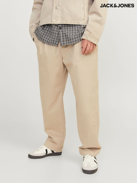 Brown - JACK & JONES Wide Fit Relaxed Trousers (657008) | 150 LEI