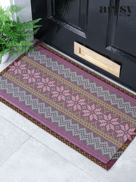 ممسحة باب من ألياف جوز الهند بنقشة Fair Isle من Artsy Mats