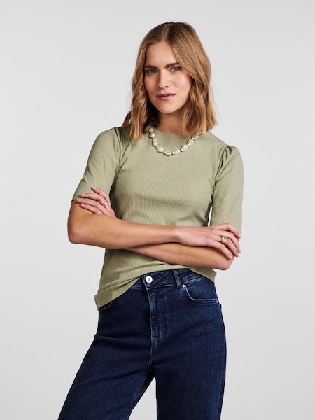 Grün - PIECES Top mit Puffärmeln (657173) | 16 €