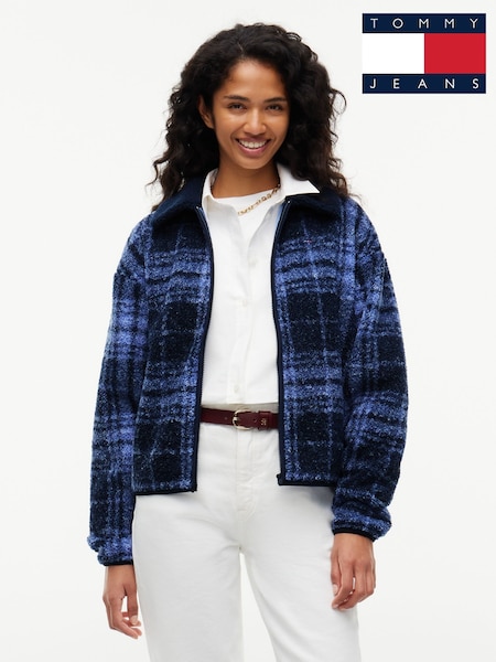 Albastru - Tommy Jeans Teddy Fleece Boxy Zip-thru Sweatshirt