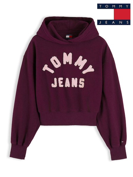 Pink - Tommy Jeans Varsity Logo Oversized Fleece Hoodie