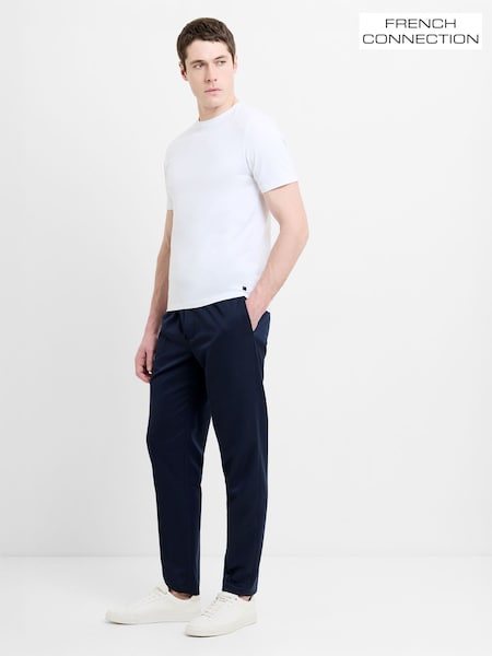 Blue - Regular French Connection Cotton Blend Elasticated Waist Tailored Trousers