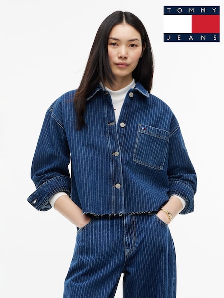 Blau - Tommy Jeans Stripe Relaxed Denim Shirt