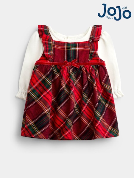 紅色方格花紋 - Jojo Maman Bébé Baby Dress & Body Set