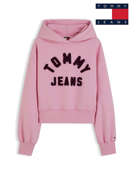 Light Pink - Tommy Jeans Varsity Logo Oversized Fleece Hoodie