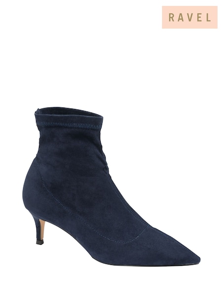 Ravel Navy Blue Imi Suede Sock Ankle Boots (658514) | 322 QAR