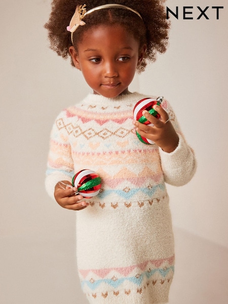 Ecru Marl Fairisle Pattern Jumper Dress (3mths-7yrs) (658685) | €8.50 - €11.50