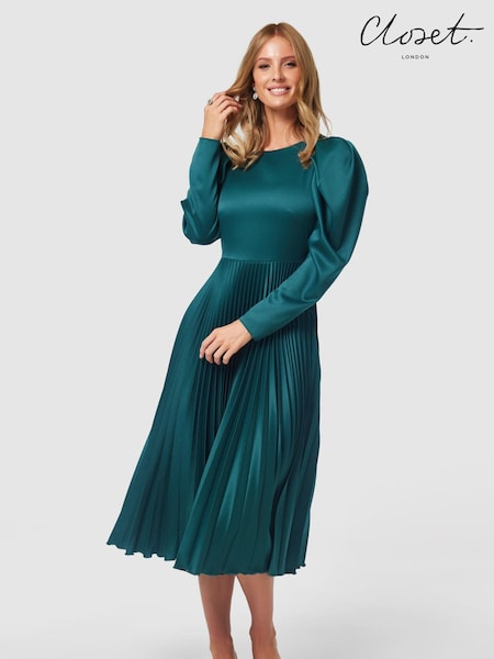 Closet London Blue Pleated Midi Dress (658992) | €54