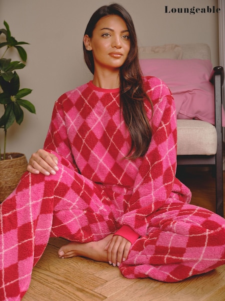 Arcilla rosa - Conjunto Loungeable de jersey Borg y pantalones Wide Leg