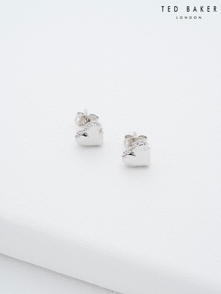 Ted Baker Silver Tone SERSY: Crystal Sparkle Heart Stud Earrings (659076) | €37