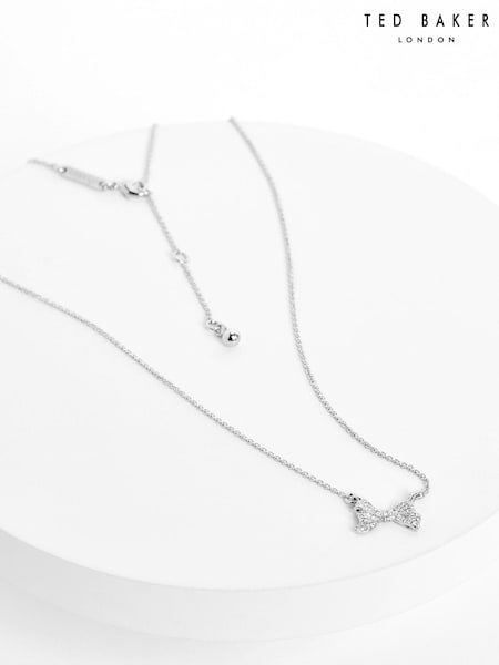 Ted Baker Silver Tone BARSIE Crystal Bow Pendant Necklace (659090) | €46