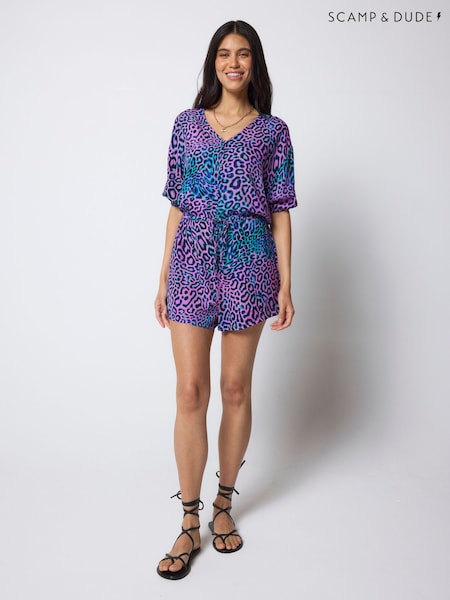 Pink - Scamp & Dude Leopard Ray Playsuit