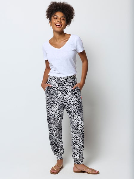 Grey - Scamp & Dude Cheetah Balloon Leg Jersey Trousers