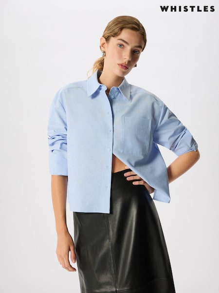 Blue - Whistles Boxy Oxford Cotton Shirt