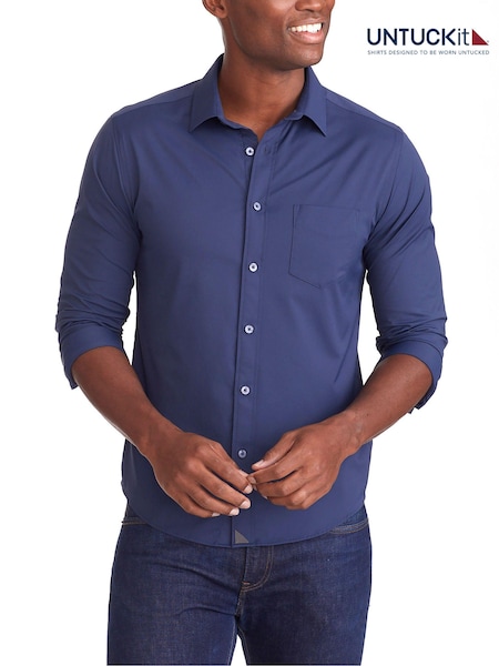 UNTUCKit Navy Blue Wrinkle-Free Performance Slim Fit Gironde Shirt (659213) | R$ 790