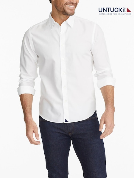 UNTUCKit White Dark 100% Cotton Wrinkle-Free Relaxed Fit Las Cases Shirt (659238) | €106