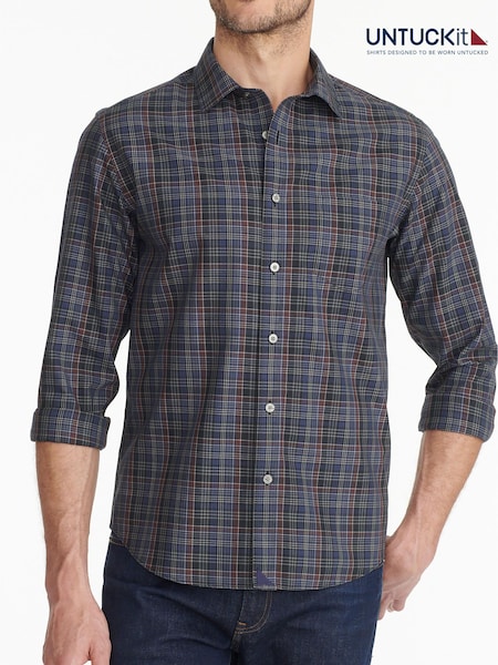 UNTUCKit Blue Dark 100% Cotton Wrinkle-Free Slim Fit Cordero Shirt (659397) | 505 zł