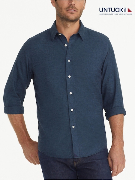 UNTUCKit Dark Blue Wrinkle-Free Regular Fit Veneto 100% Cotton Shirt (659452) | €53