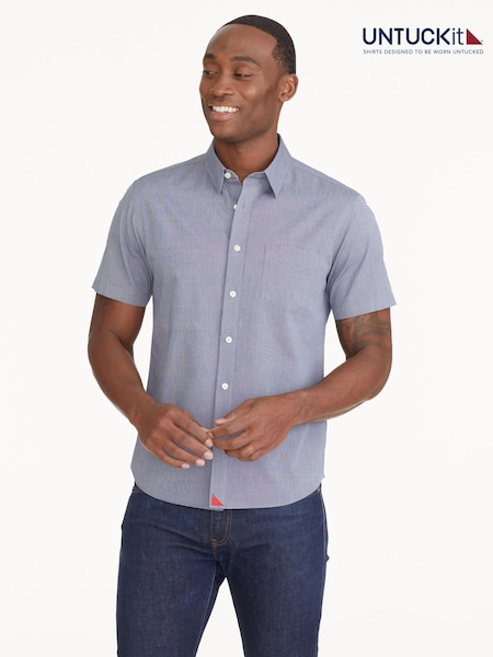 UNTUCKit Blue Light 100% Cotton Wrinkle-Free Short-Sleeve Slim Fit Petrus Shirt (659458) | R$ 690