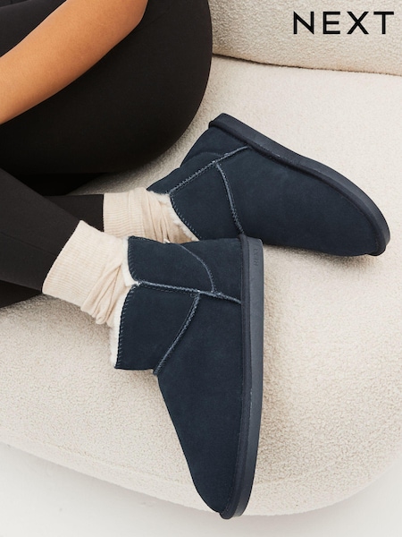 أزرق داكن أزرق - Faux Fur Lined Suede Slipper Boots (659726) | ‏82 ر.س.‏