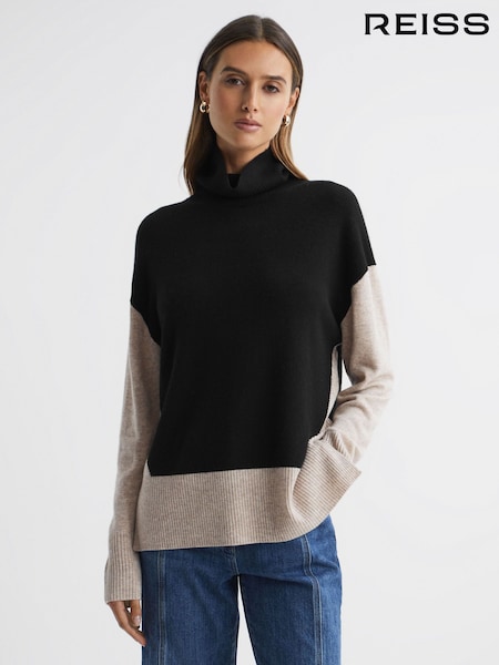 Reiss Stone/Black Alexis Wool Blend Roll Neck Jumper (659886) | € 139