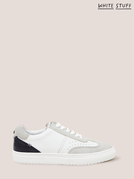 White Stuff White Leather Lace-Up Trainers (660141) | ₪373